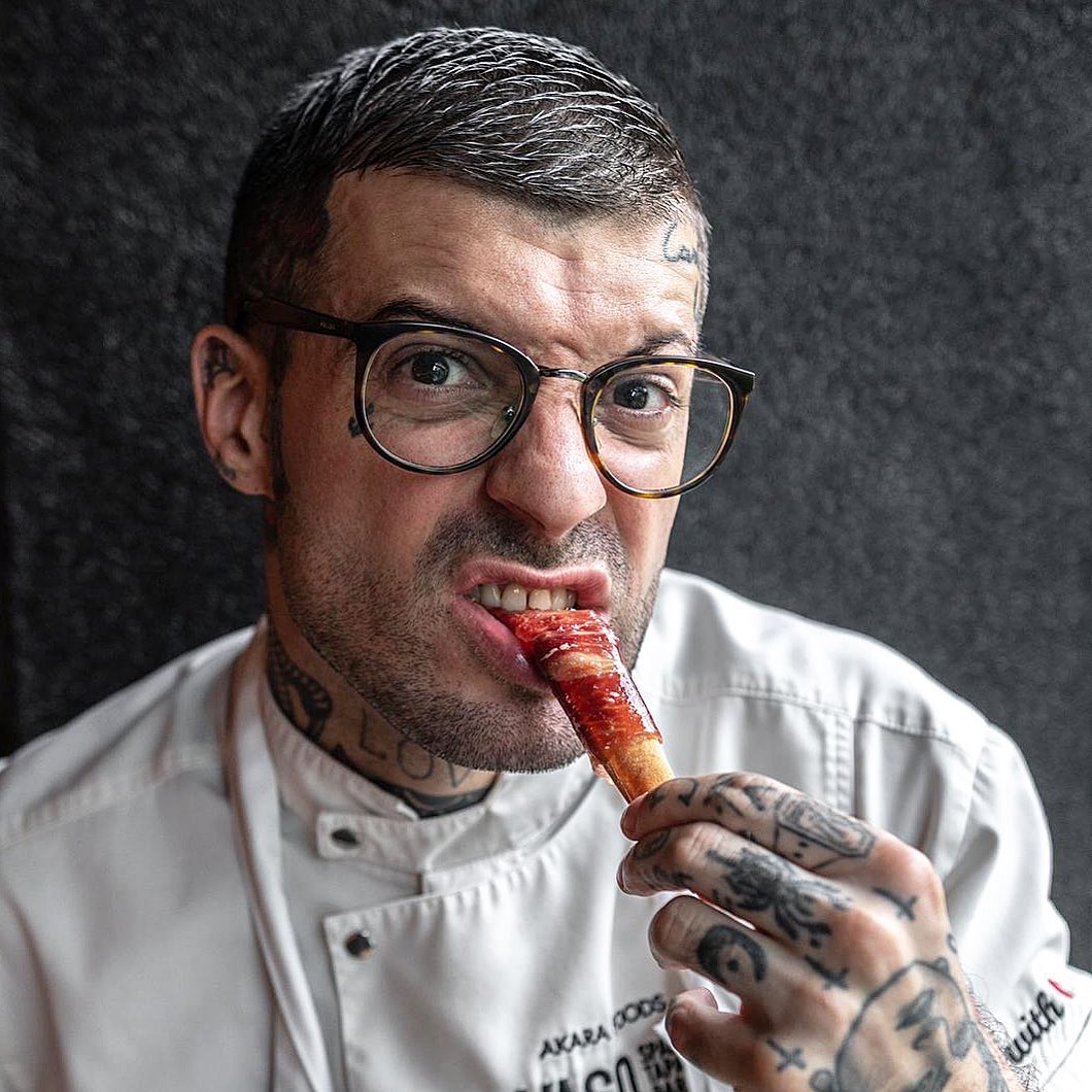 lvaro Ramos Palancarejo, AKA Chef Palanca eating 