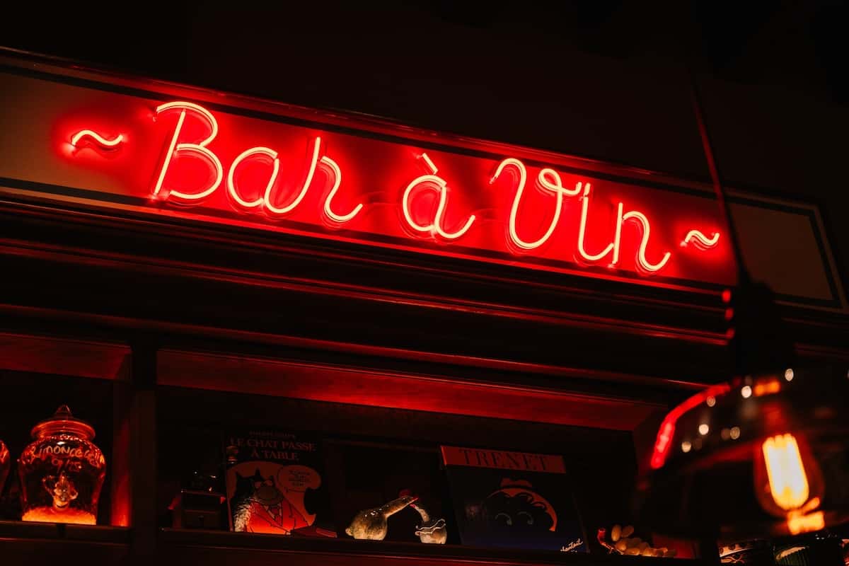 A red neon sign.