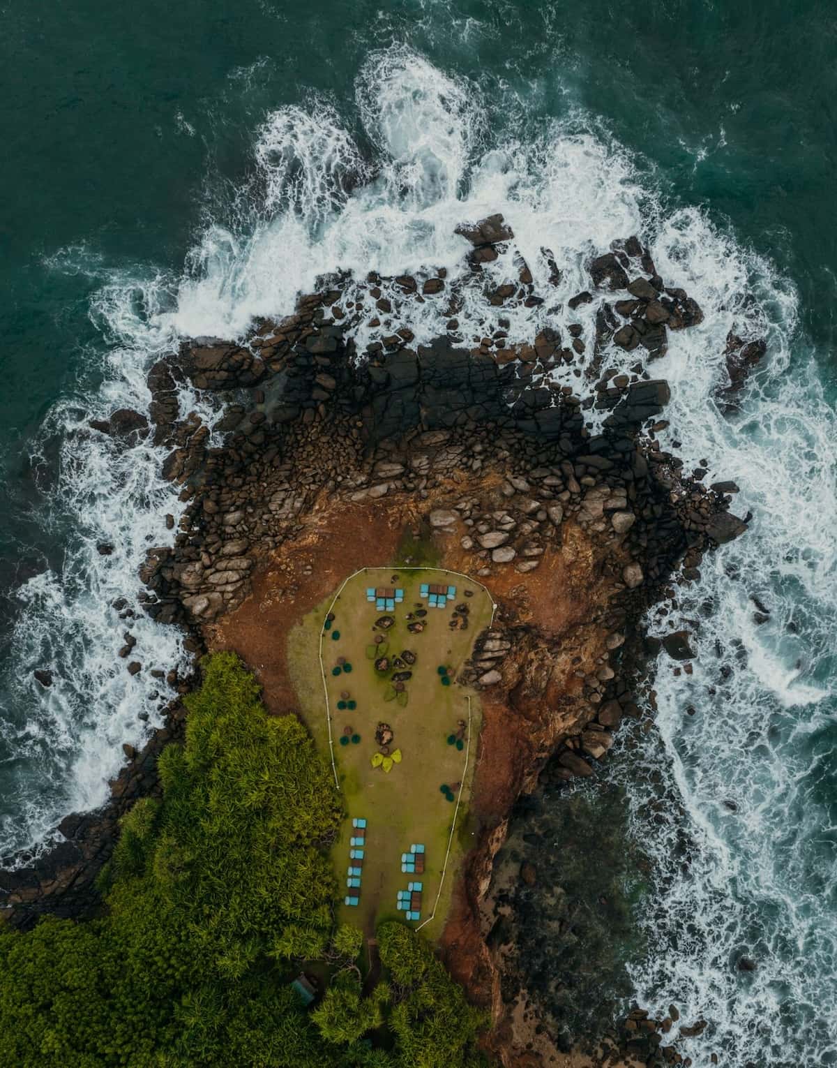 Shot from above an outcrop of land.